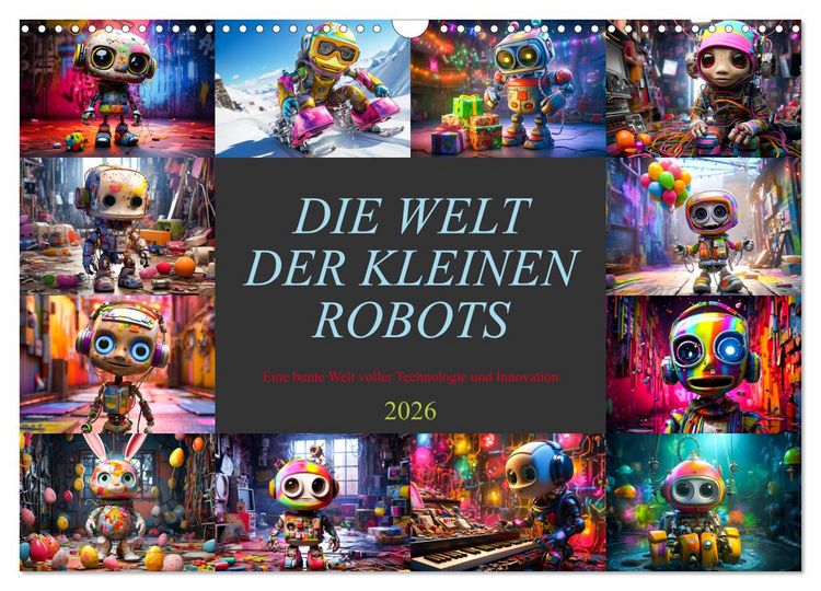 Produktbild: Die Welt der kleinen Robots (Wandkalender 2026 DIN A3 quer), CALVENDO Monatskalender