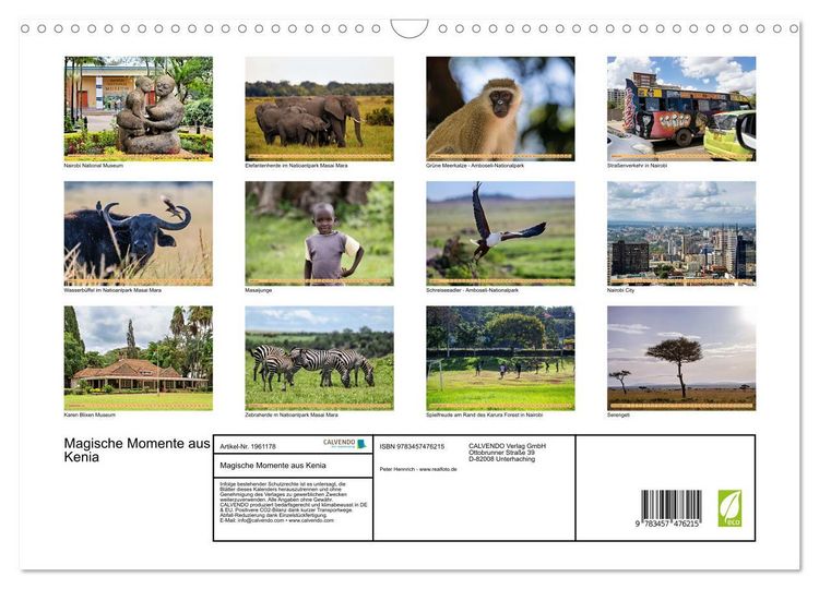 Produktbild: Magische Momente aus Kenia (Wandkalender 2026 DIN A3 quer), CALVENDO Monatskalender