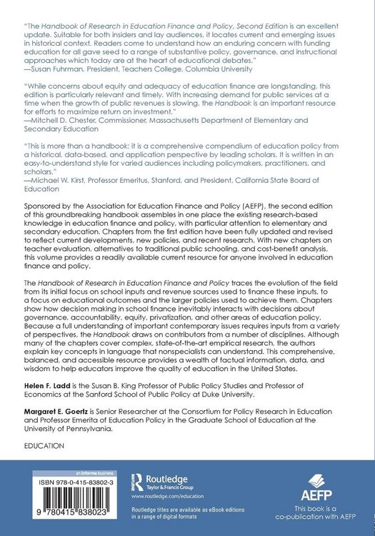 Produktbild: Handbook of Research in Education Finance and Policy