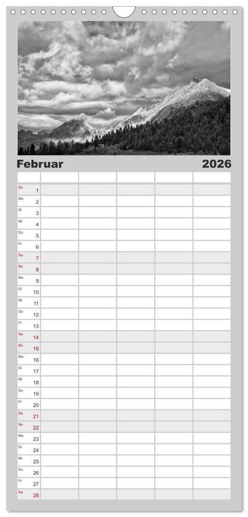 Produktbild: Familienplaner 2026 - Bergsucht 2026 mit 5 Spalten (Wandkalender, 21 x 45 cm) CALVENDO