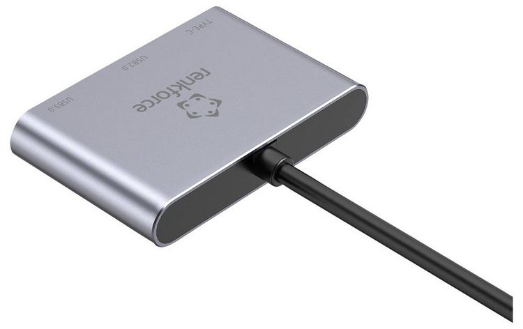 Produktbild: Renkforce RF-6735680 USB-Hub 2+1 Port USB-A, USB-C&reg; USB 3.2 Gen2 10 GBit/s mit USB-C&reg; Stecker Grau RF-TCH-100