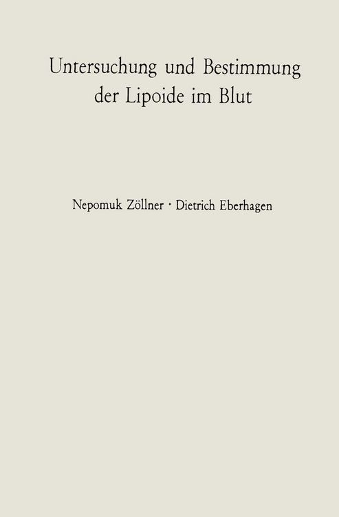 Produktbild: Untersuchung und Bestimmung der Lipoide im Blut