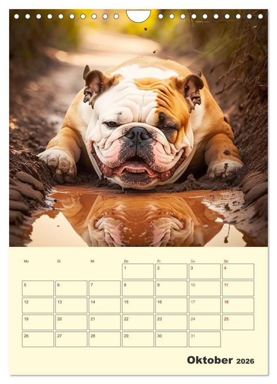 Produktbild: English Bulldogs. Fr&ouml;hliche Dickk&ouml;pfe mit Charakter (Wandkalender 2026 DIN A4 hoch), CALVENDO Monatskalender