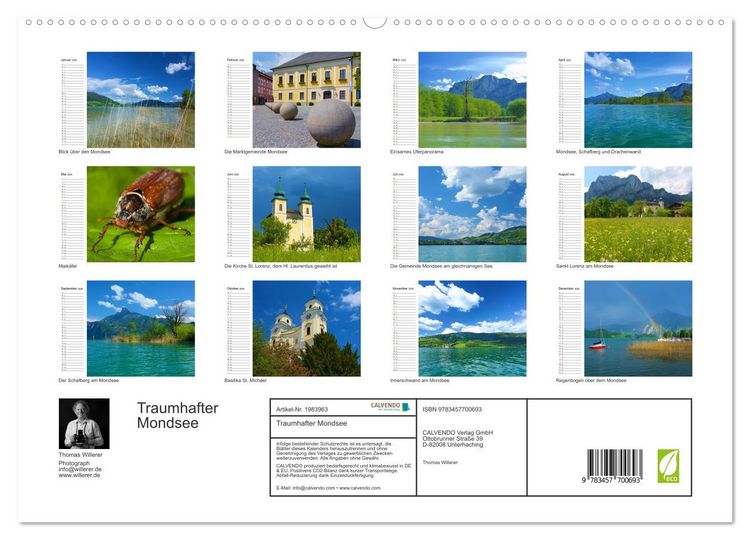 Produktbild: Traumhafter Mondsee (hochwertiger Premium Wandkalender 2026 DIN A2 quer), Kunstdruck in Hochglanz