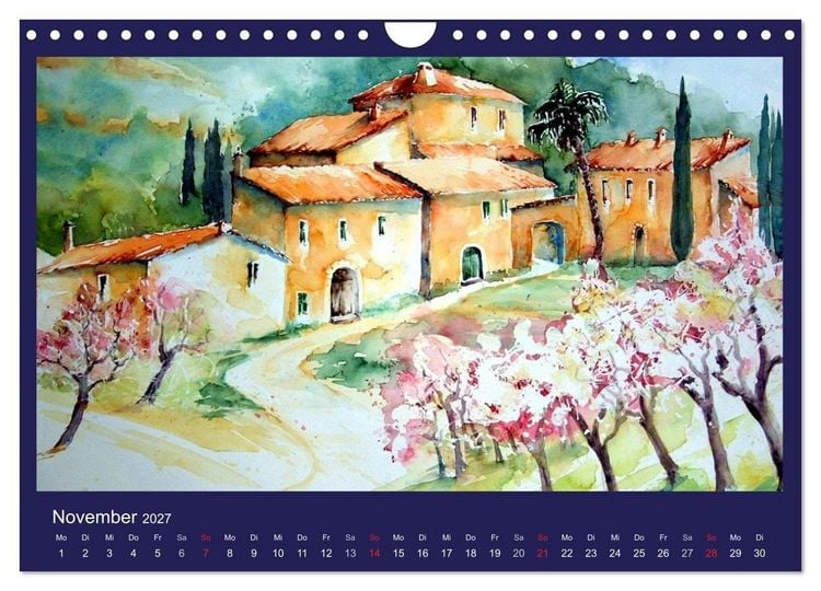 Produktbild: Mallorca Aquarelle (Wandkalender 2027 DIN A4 quer), CALVENDO Monatskalender
