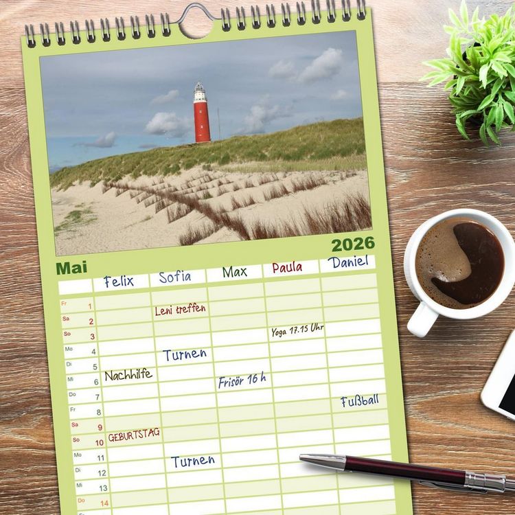 Produktbild: Familienplaner 2026 - Texel, eine Perle Frieslands mit 5 Spalten (Wandkalender, 21 x 45 cm) CALVENDO