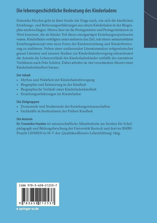 Produktbild: Die lebensgeschichtliche Bedeutung des Kinderladens