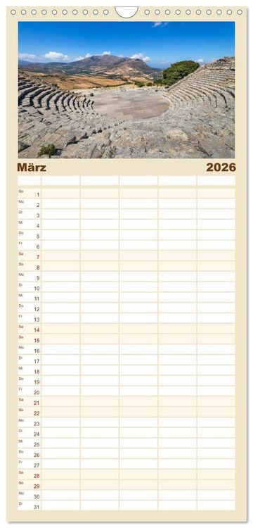 Produktbild: Familienplaner 2026 - Magna Graecia - Griechische antike St&auml;tten in S&uuml;ditalien mit 5 Spalten (Wandkalender, 21 x 45 cm) CALVENDO