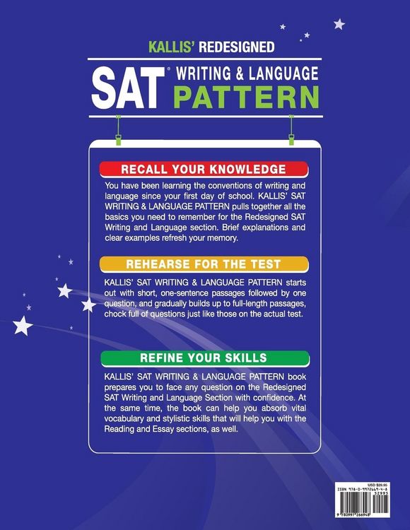 Produktbild: KALLIS' SAT Writing and Language Pattern (Workbook, Study Guide for the New SAT)