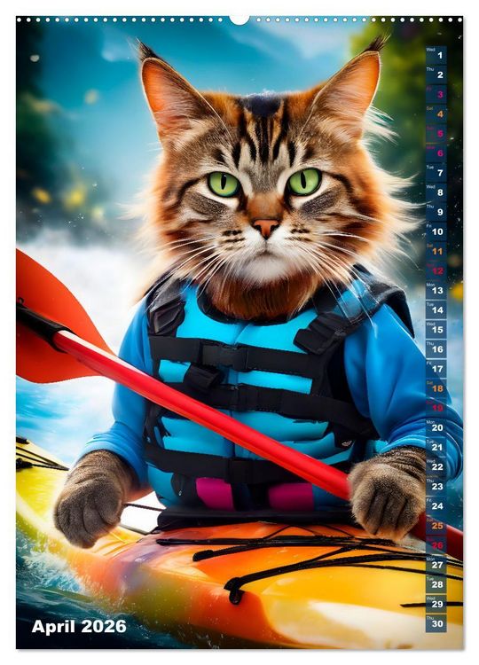 Produktbild: Outdoor sports for cats (Wall Calendar 2026 DIN A2 portrait), CALVENDO 12 Month Wall Calendar