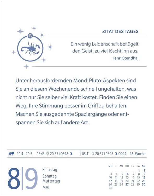 Produktbild: Skorpion Sternzeichenkalender 2027 - Tagesabrei&szlig;kalender - Ihr Horoskop f&uuml;r jeden Tag