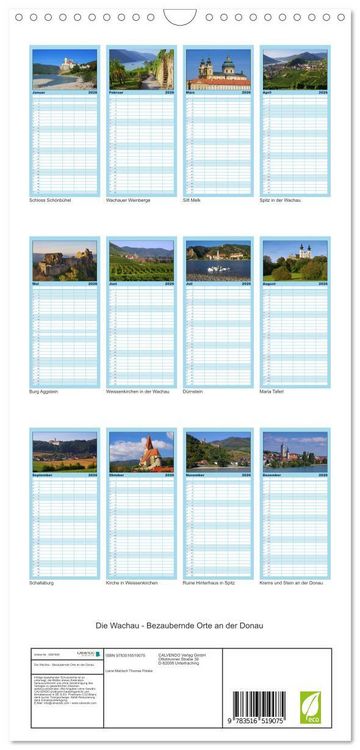 Produktbild: Familienplaner 2026 - Die Wachau - Bezaubernde Orte an der Donau mit 5 Spalten (Wandkalender, 21 x 45 cm) CALVENDO