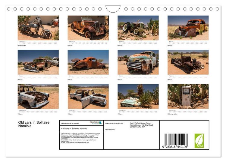 Produktbild: Old cars in Solitaire Namibia (Wall Calendar 2026 DIN A4 landscape), CALVENDO 12 Month Wall Calendar