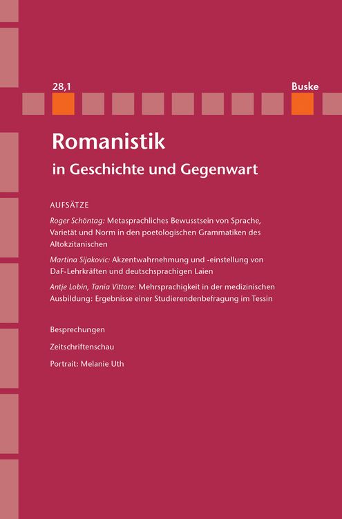 Produktbild: Romanistik in Geschichte und Gegenwart Jahrgang 28 Heft 1