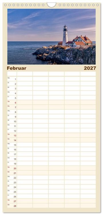 Produktbild: Familienplaner 2027 - Leuchtt&uuml;rme - An den sch&ouml;nsten K&uuml;sten. mit 5 Spalten (Wandkalender, 21 x 45 cm) CALVENDO