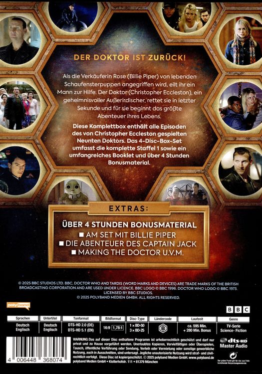 Produktbild: Doctor Who - Christopher Eccleston: Der komplette 9.Doktor (Staffel 1) [4 BRs]