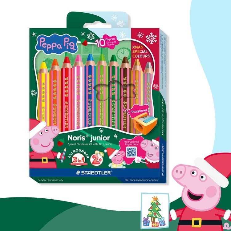 Produktbild: STAEDTLER Farbstifte Buntstift Noris junior Peppa 10er Set + Spitzer, Weihnachten