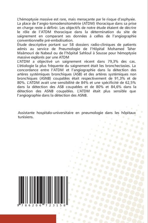 Produktbild: H&eacute;moptysie massive:place de l'angioscanner pr&eacute;-embolisation bronchique