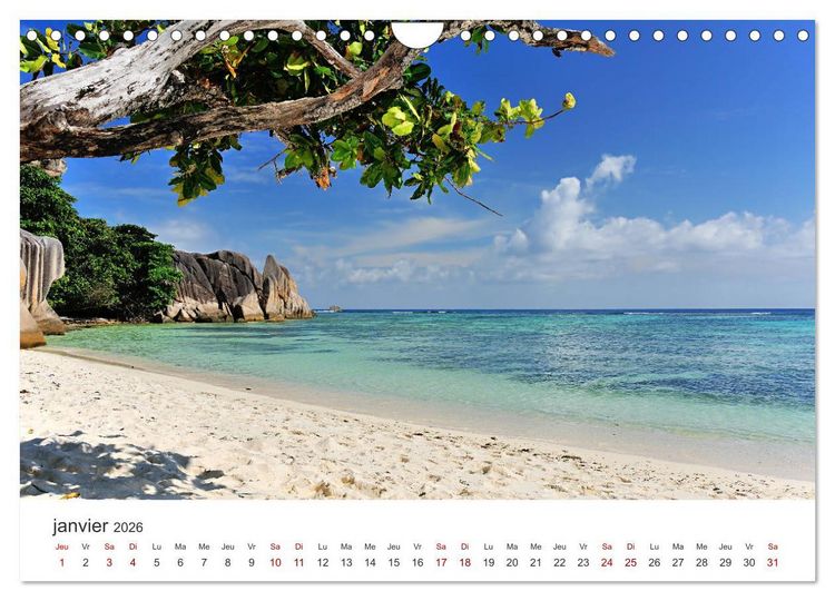Produktbild: Plages de r&ecirc;ve Seychelles (Calendrier mural 2026 DIN A4 vertical), CALVENDO calendrier mensuel