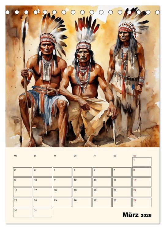Produktbild: Indianische Kultur (Tischkalender 2026 DIN A5 hoch), CALVENDO Monatskalender