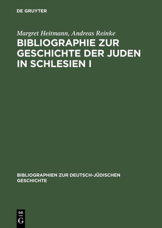Produktbild: Bibliographie zur Geschichte der Juden in Schlesien I