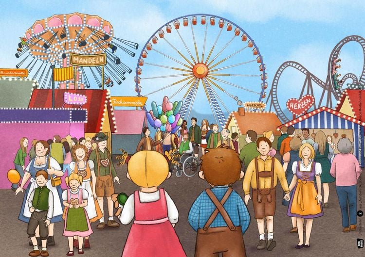 Produktbild: Auf dem Oktoberfest mit Emma und Paul. Kamishibai Bildkartenset
