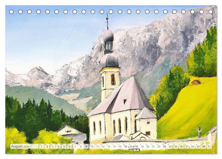 Produktbild: Oberbayern in Farbe - Gemalte Bilder vom Alpenrand (Tischkalender 2026 DIN A5 quer), CALVENDO Monatskalender