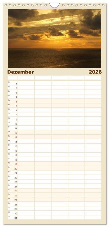 Produktbild: Familienplaner 2026 - An der Nordsee mit 5 Spalten (Wandkalender, 21 x 45 cm) CALVENDO