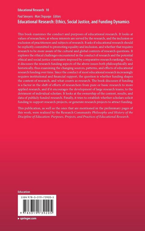 Produktbild: Educational Research: Ethics, Social Justice, and Funding Dynamics