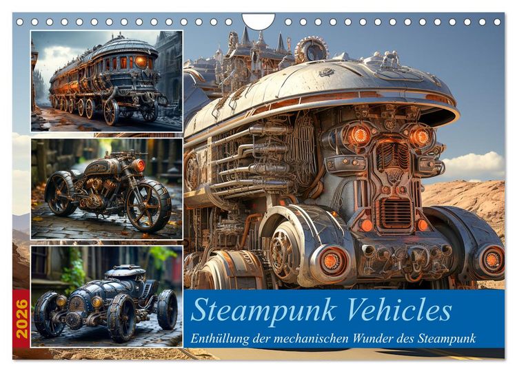 Produktbild: Steampunk Vehicles (Wandkalender 2026 DIN A4 quer), CALVENDO Monatskalender