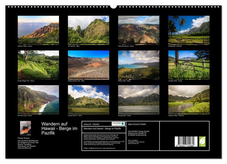 Produktbild: Wandern auf Hawaii - Berge im Pazifik (hochwertiger Premium Wandkalender 2026 DIN A2 quer), Kunstdruck in Hochglanz