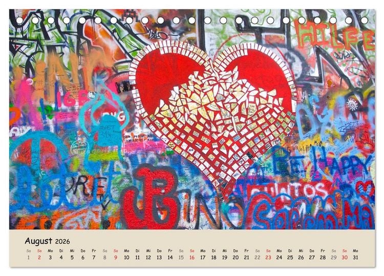 Produktbild: PRAG&hellip; wo der Frieden seine Mauer hat (Tischkalender 2026 DIN A5 quer), CALVENDO Monatskalender