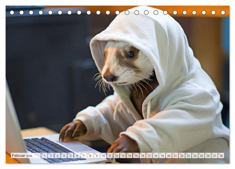 Produktbild: Otter bei der Arbeit (Tischkalender 2026 DIN A5 quer), CALVENDO Monatskalender