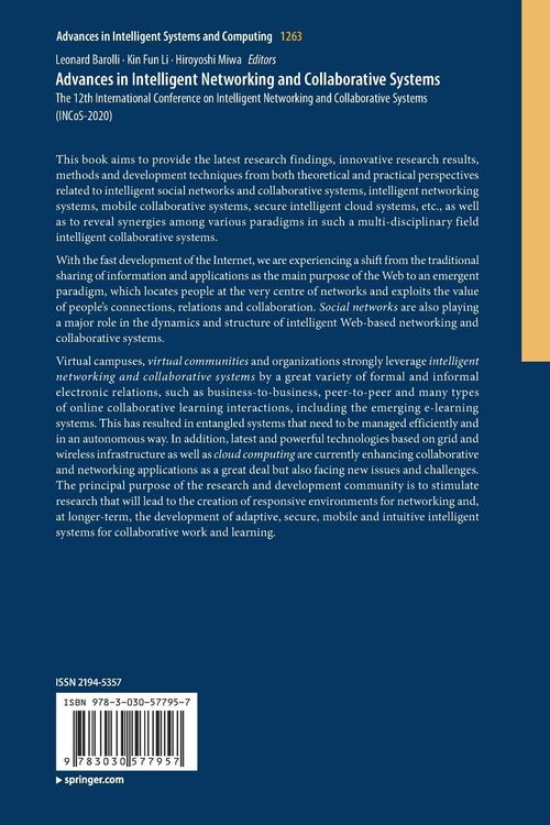 Produktbild: Advances in Intelligent Networking and Collaborative Systems