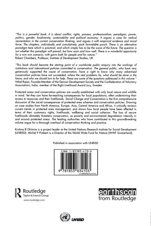 Produktbild: Social Change and Conservation: Environmental Politics and Impacts of National Parks and Protected Areas