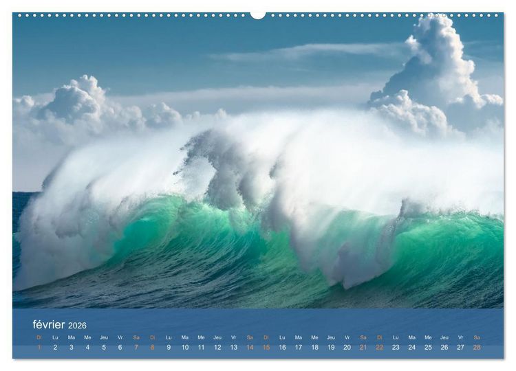 Produktbild: Temp&ecirc;tes c&ocirc;ti&egrave;res - La puissance brute des vagues (Calendrier mural 2026 DIN A2 vertical), CALVENDO calendrier mensuel