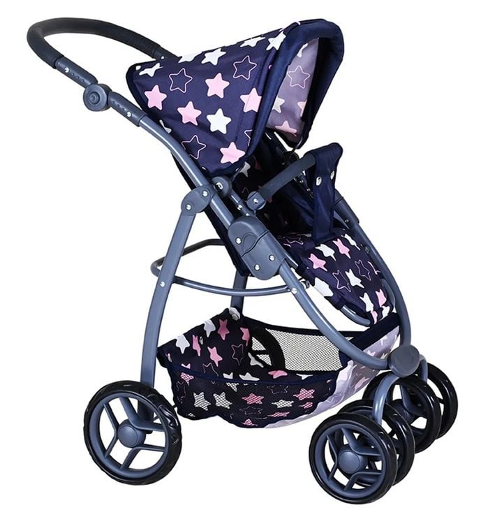 Produktbild: Knorrtoys 90743 - Kombi-Puppenwagen Coco Star Blue Pink, mit Zubeh&ouml;r, umbaubar, Schieberh&ouml;he: 45-80cm