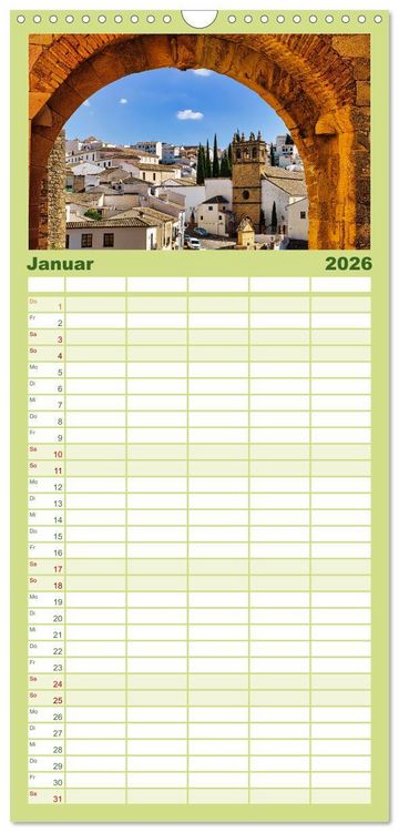 Produktbild: Familienplaner 2026 - Ronda in Andalusien - Stadt auf einem Felsplateau mit 5 Spalten (Wandkalender, 21 x 45 cm) CALVENDO