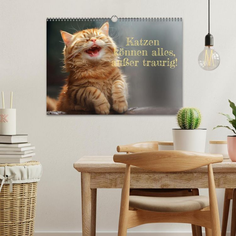 Produktbild: Katzen k&ouml;nnen alles, au&szlig;er traurig. (Wandkalender 2026 DIN A3 quer), CALVENDO Monatskalender