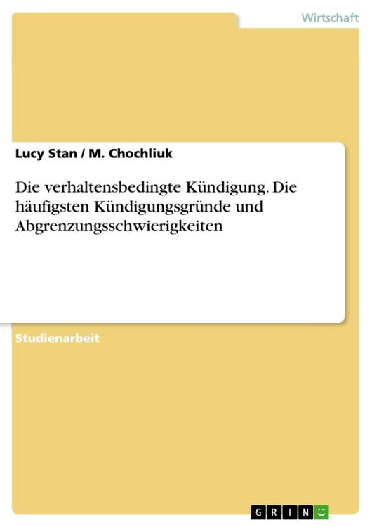 Produktbild: Die verhaltensbedingte K&uuml;ndigung