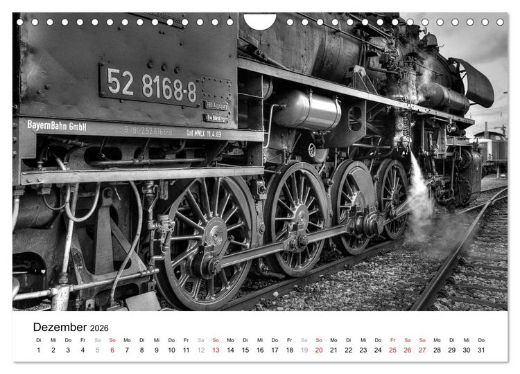 Produktbild: Unter Dampf - Eisenbahnromantik in schwarz-wei&szlig; (Wandkalender 2026 DIN A4 quer), CALVENDO Monatskalender