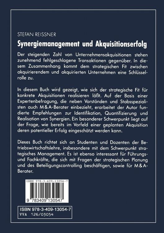 Produktbild: Synergiemanagement und Akquisitionserfolg