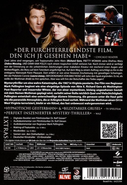 Produktbild: Die Mothman-Prophezeiungen - T&ouml;dliche Visionen (Filmjuwelen)