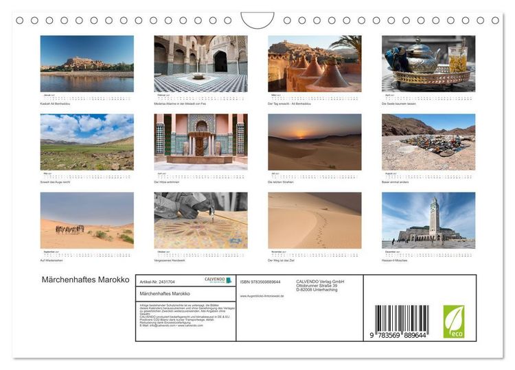 Produktbild: M&auml;rchenhaftes Marokko (Wandkalender 2027 DIN A4 quer), CALVENDO Monatskalender