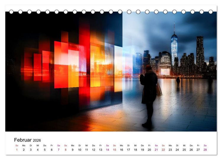 Produktbild: Stadt Lichter (Tischkalender 2026 DIN A5 quer), CALVENDO Monatskalender