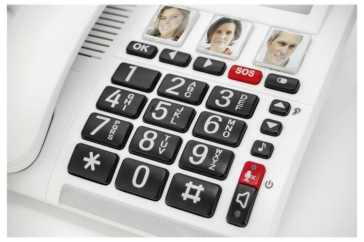 Produktbild: Geemarc CL9000 Schnurloses Seniorentelefon Foto-Tasten, Freisprechen, f&uuml;r H&ouml;rger&auml;te kompatibel, inkl. Notrufsender, Optische Anrufsignalisierung,
