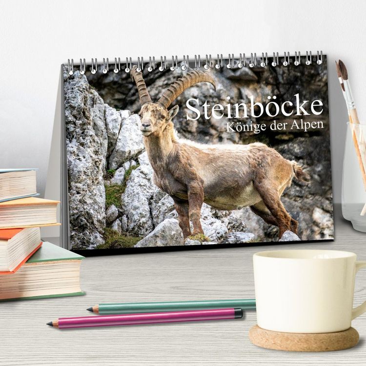 Produktbild: Steinb&ouml;cke - Majest&auml;tische Tiere der Alpen (Tischkalender 2026 DIN A5 quer), CALVENDO Monatskalender