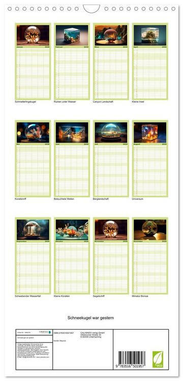 Produktbild: Familienplaner 2026 - Schneekugel war gestern mit 5 Spalten (Wandkalender, 21 x 45 cm) CALVENDO