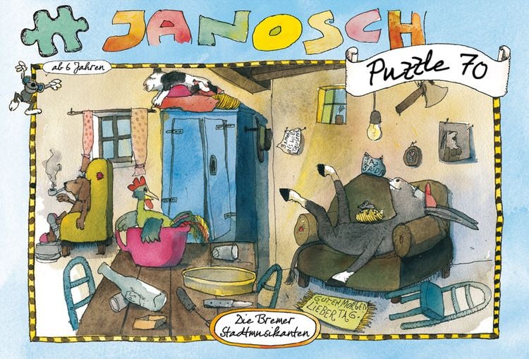 Produktbild: Janosch Puzzle, Die Bremer Stadtmusikanten, 70 Teile (Kinderpuzzle)