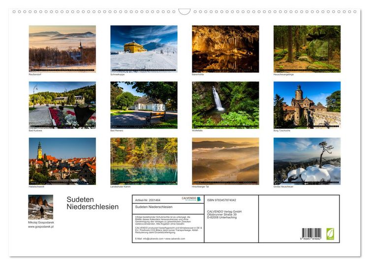Produktbild: Sudeten Niederschlesien (Wandkalender 2026 DIN A2 quer), CALVENDO Monatskalender